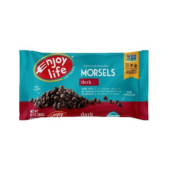 Enjoy Life Baking Dark Chocolate Morsels 9 Ounce Size - 12 Per Case.