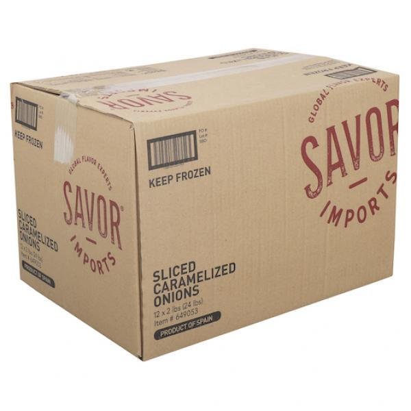 Savor Imports Caramelized Sliced Onions 2 Pound Each - 12 Per Case.