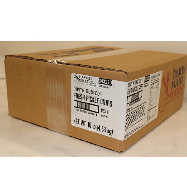 Harvest Creations Dipt'n Dusted Dill Fresh Pickle Chips 2.5 Pound Each - 4 Per Case.