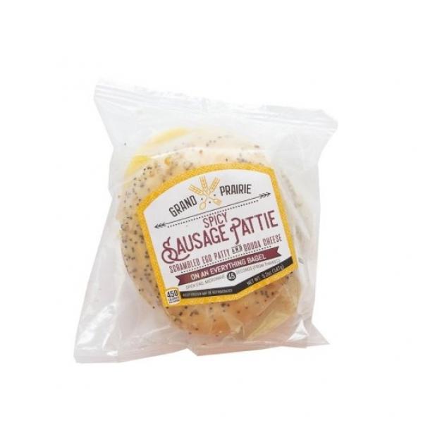 Grand Prairie Frozen Spicy Sausage Egg & Cheese Everything 5.25 Ounce Size - 24 Per Case.