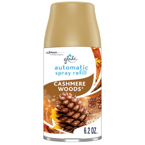 Glade Automatic Spray Refill Cashmere Woods 6.2 Ounce Size - 6 Per Case.