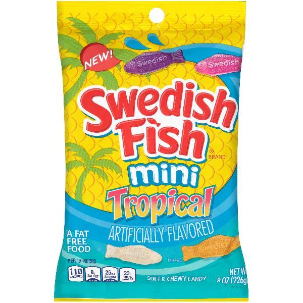 Swedish Fish Soft Candy Tropical Fat Free Z 8 Ounce Size - 12 Per Case.