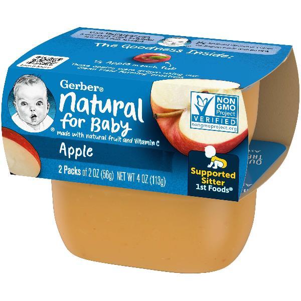 (2 Pack of 2 Oz) Gerber 1st Foods Apple Baby Food 4 Ounce Size - 8 Per Case.