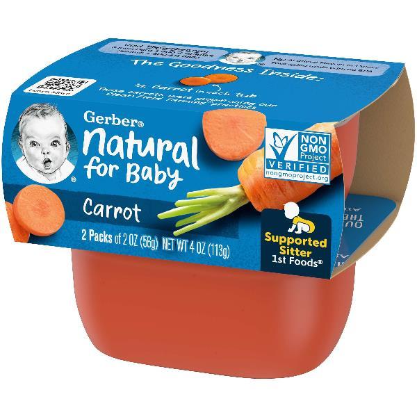 (2 Pack of 2 Oz) Gerber 1st Foods Carrot Baby Food 4 Ounce Size - 8 Per Case.