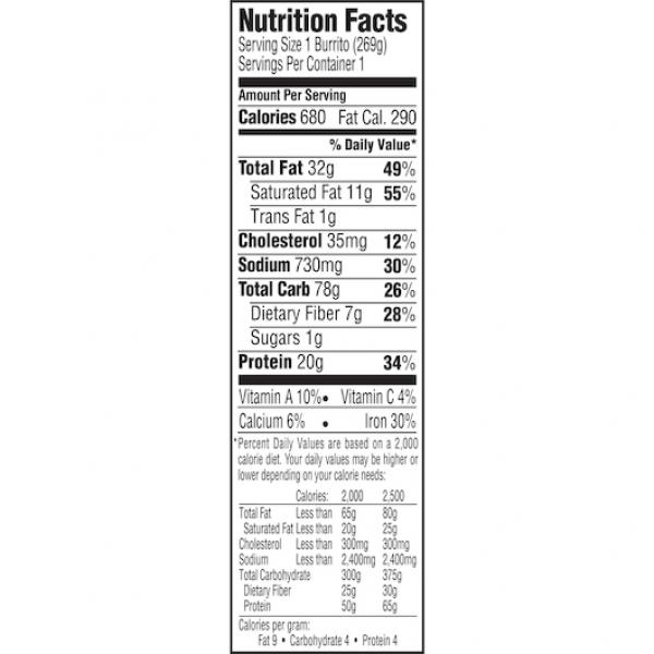Large Beef & Bean Burrito 9.5 Ounce Size - 12 Per Case.