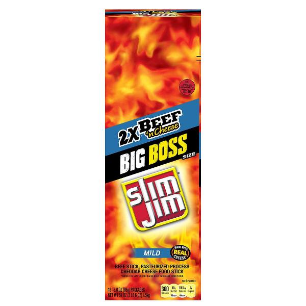 Slim Jim Mild Beef & Cheese Stick Count 3 Ounce Size - 108 Per Case.