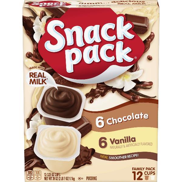 Snack Chocolate And Vanilla Pudding Cupsfamily Pack Pack 39 Ounce Size - 6 Per Case.