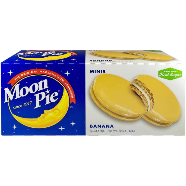 Banana Mini Moonpie®Case Marshmallow Sandwich Snack 12 Ounce Size - 8 Per Case.