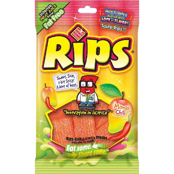 Rips Bite Size Mango Chili Pieces Peg Bag 4 Ounce Size - 12 Per Case.