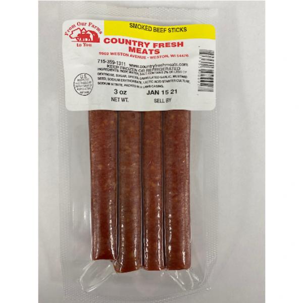 Country Fresh Meats All Beef Snack Sticks 3 Ounce Size - 102 Per Case.