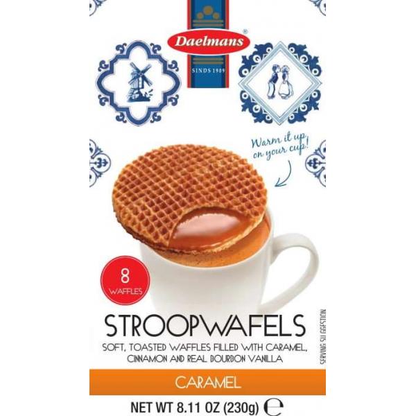 Daelmans Dutch Caramel Wafers Hex Box 8.1 Ounce Size - 9 Per Case.