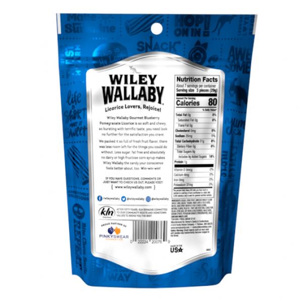 Wiley Wallaby Blueberry Pomegranate Licorice 7.05 Ounce Size - 12 Per Case.