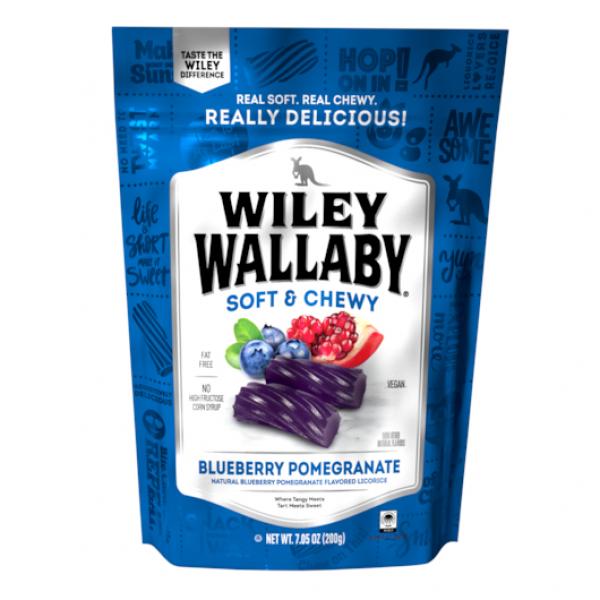 Wiley Wallaby Blueberry Pomegranate Licorice 7.05 Ounce Size - 12 Per Case.