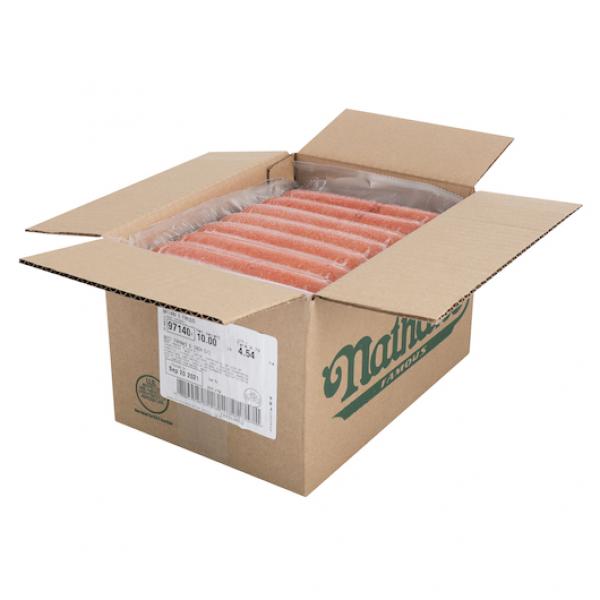 Nathan's Famous Beef Franken 6" 50 Each - 1 Per Case.