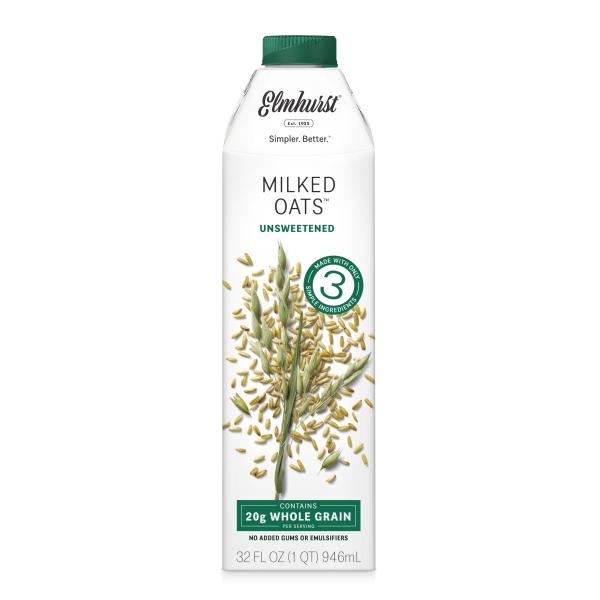Elmhurst Milked Milked Unsweetened Oats 32 Fluid Ounce - 6 Per Case.