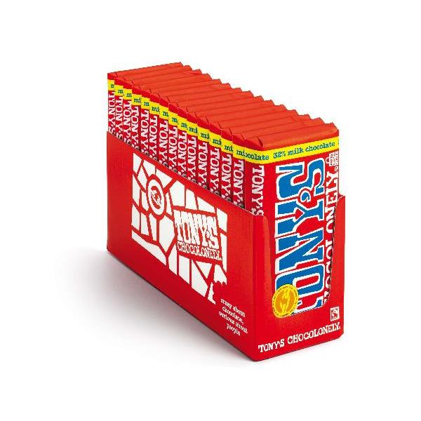 Tony's Chocolonely Milk Chocolate Bar 6.36 Ounce Packs - 15 Packs Per Case.