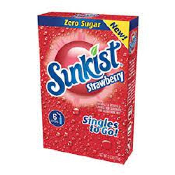 Sunkist Strawberry Drink Mix Singles 6 Count Packs - 12 Per Case.