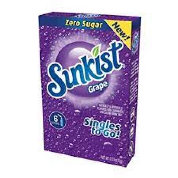 Sunkist Grape Drink Mix Singles 6 Count Packs - 12 Per Case.
