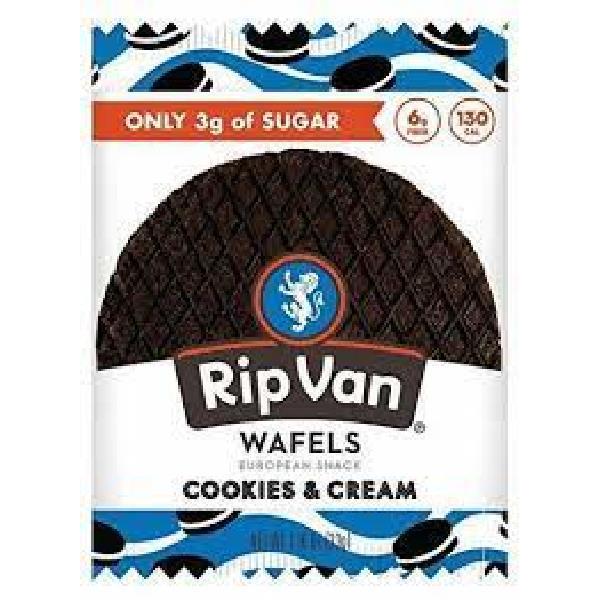 Rip Van Wafels Low Sugar Cookies & Creme 1.16 Ounce Size - 48 Per Case.