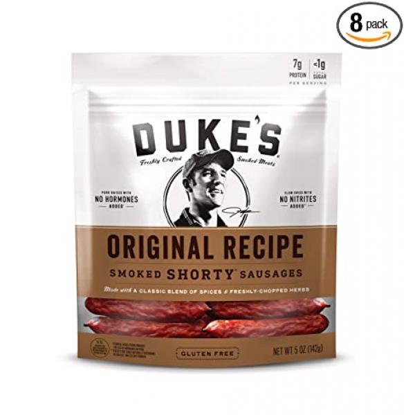 Duke's Beef Original Smoked Shorty Sausages Keto Friendly Snack 4 Ounce Size - 8 Per Case.