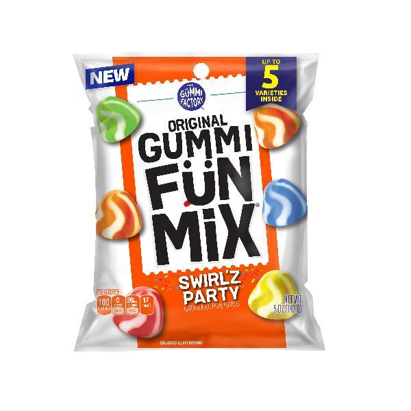 Original Gummi Factory Gummi Fun Mix Swirlzparty 5 Ounce Size - 12 Per Case.