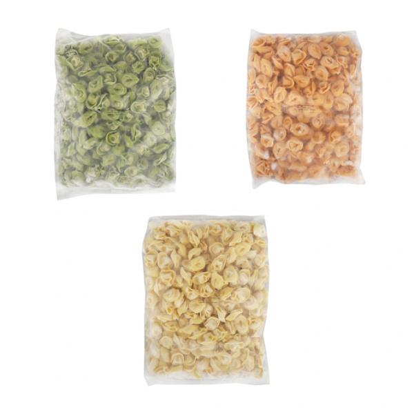 Tri Color Cheese Tortellini 4 Pound Each - 3 Per Case.