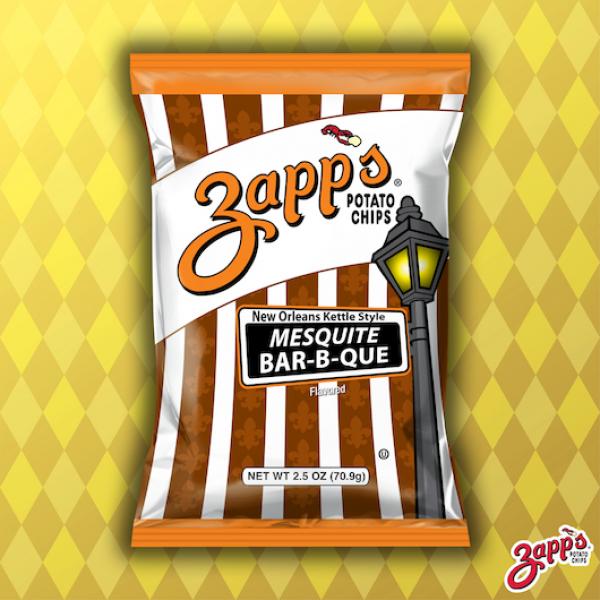 Zapp's Potato Chips Mesquite BBQ Kettle Chips 2.5 Ounce Size - 10 Per Case.