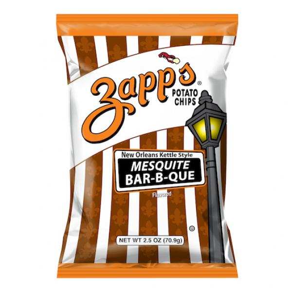 Zapp's Potato Chips Mesquite BBQ Kettle Chips 2.5 Ounce Size - 10 Per Case.