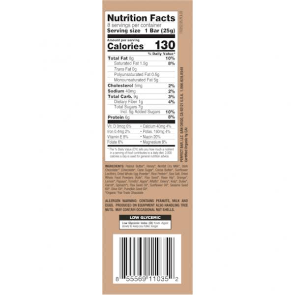 Perfect Bar Dark Chocolate Chip Peanut Butter 7 Ounce Size - 6 Per Case.