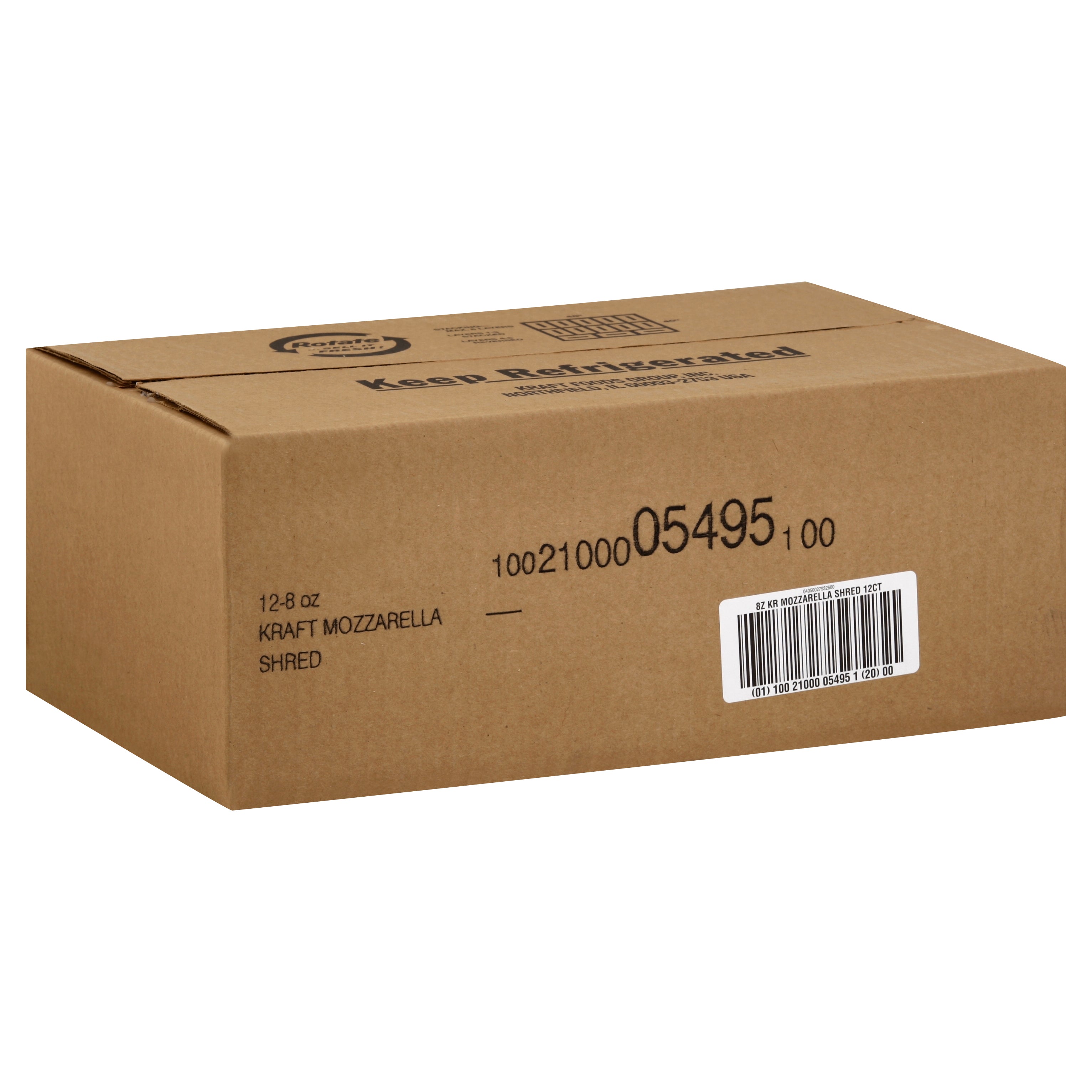 Kraft Shredded Mozzarella Cheese, 8 Ounce Size - 12 Per Case.