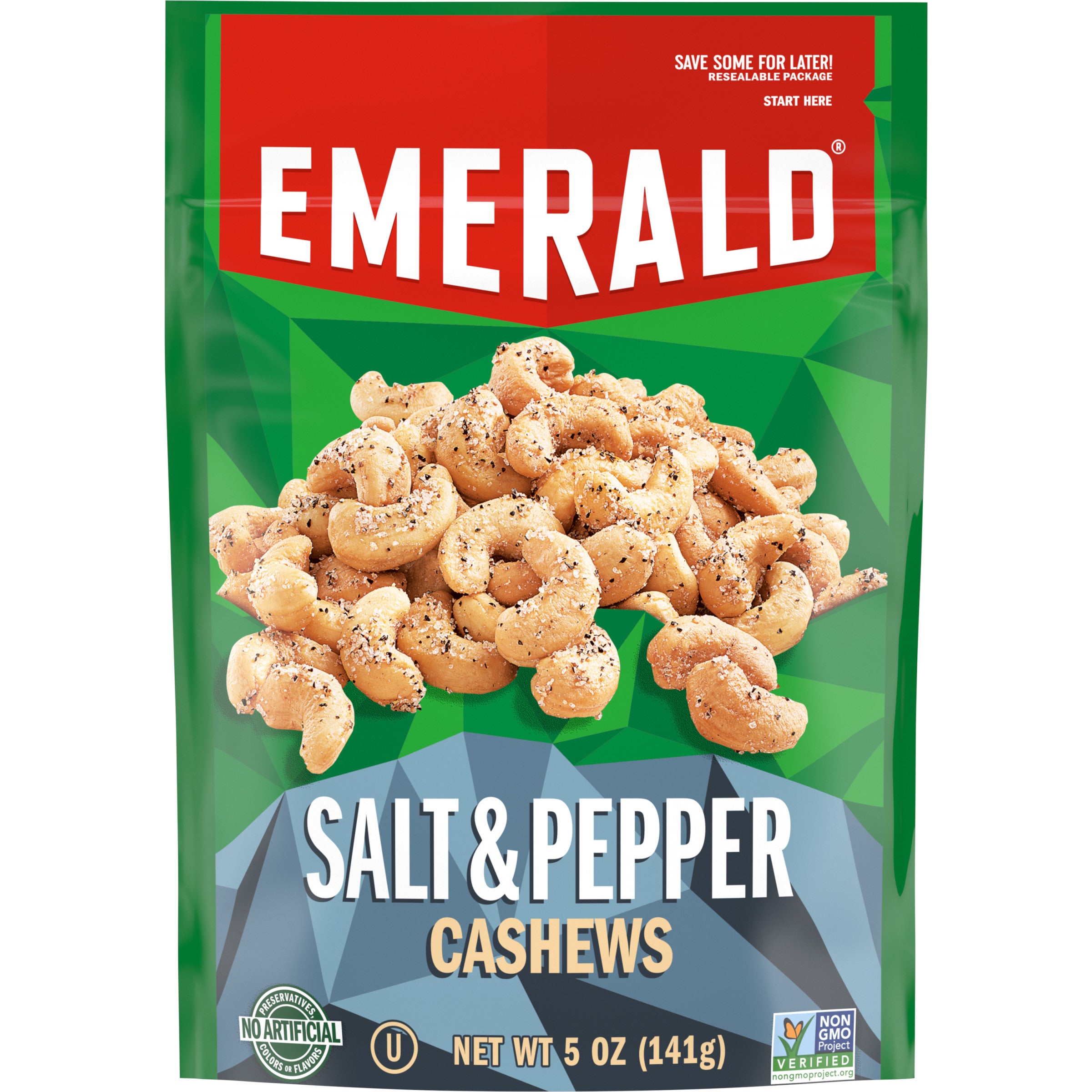 Cashew Sea Salt Pepper Emerald 5 Ounce Size - 6 Per Case.