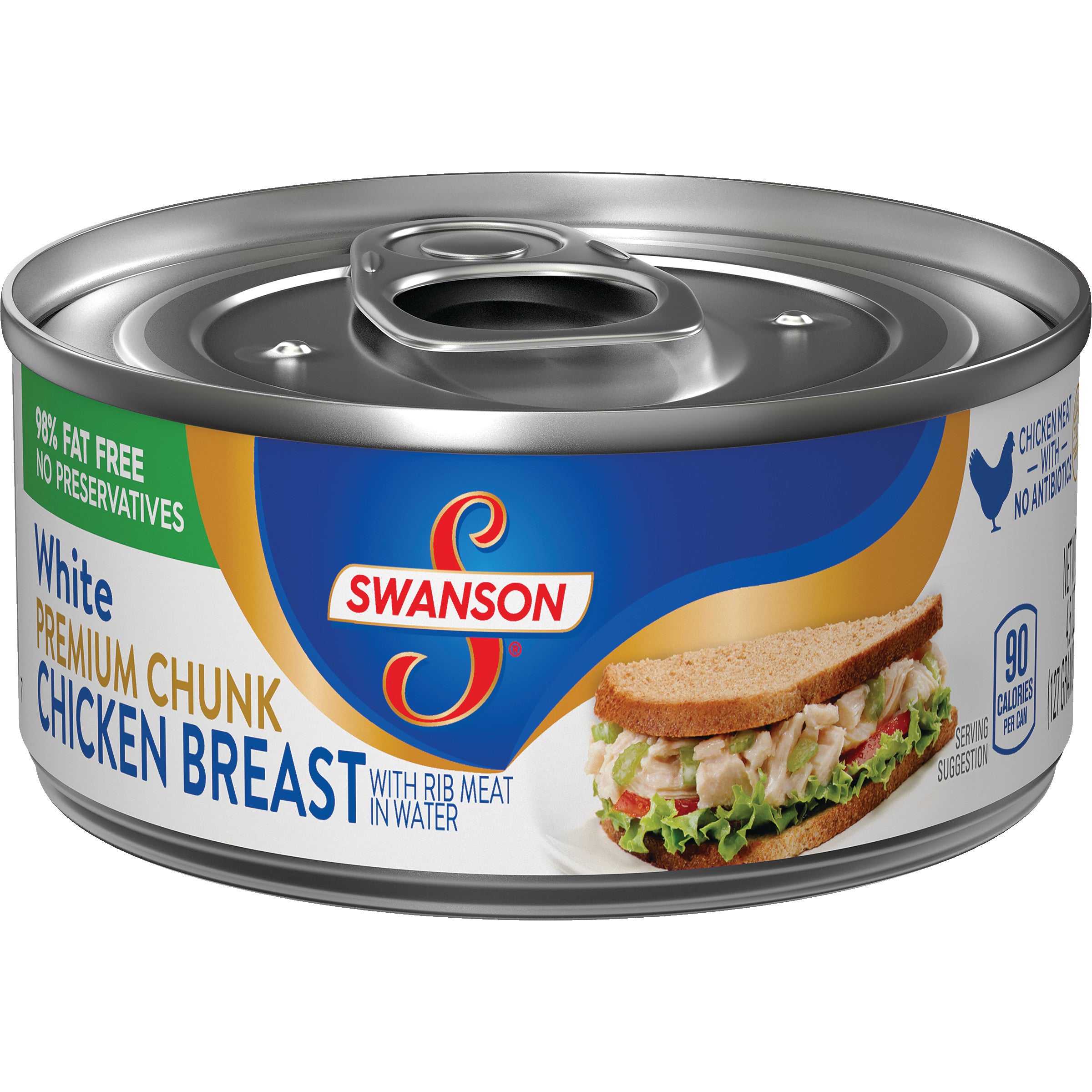 Swanson Chicken White Chunk 4.5 Ounce Size - 24 Per Case.