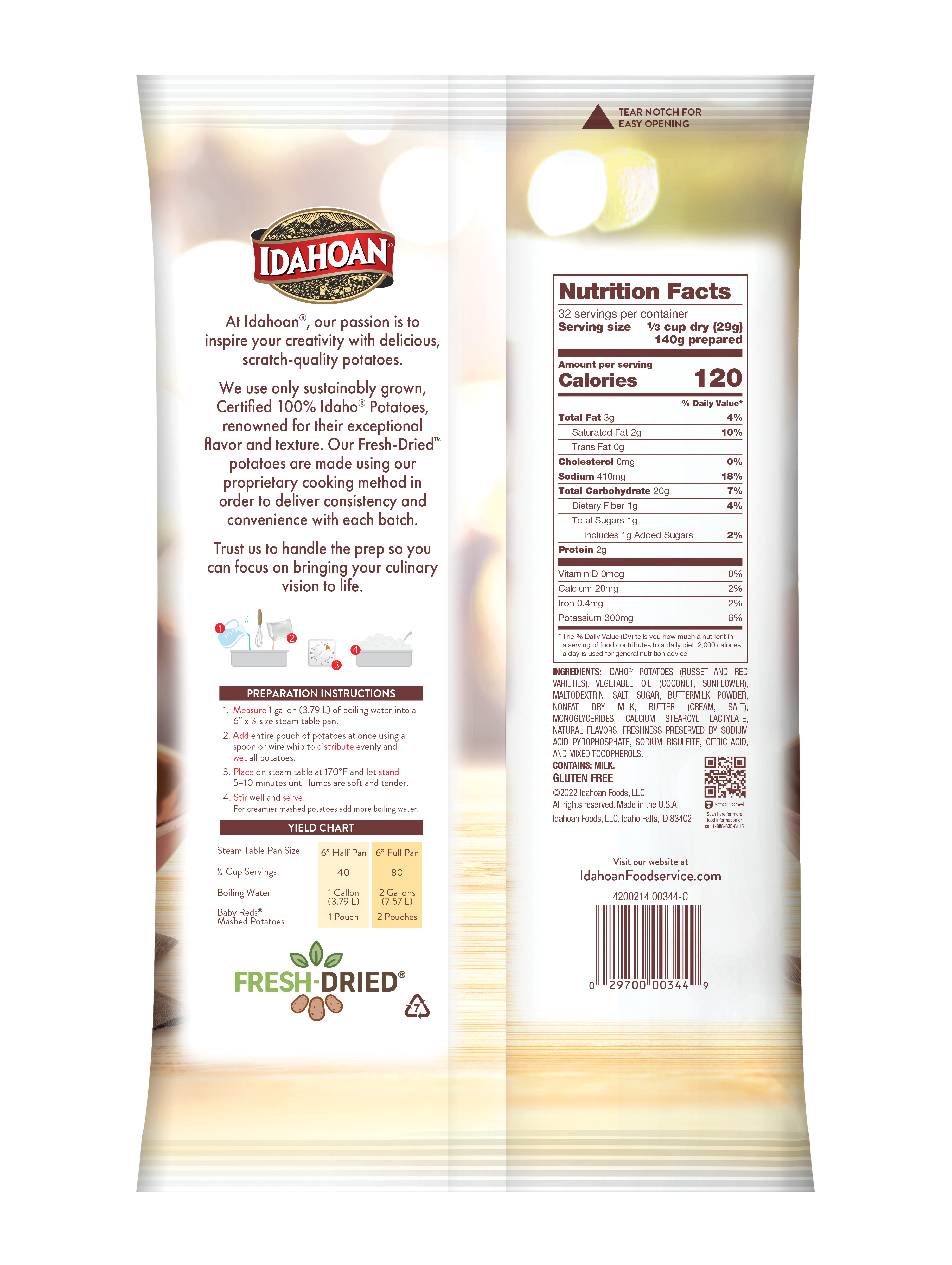 Idahoan® Rustic Baby Reds® Mashed Potatoes Hs 32.85 Ounce Size - 8 Per Case.