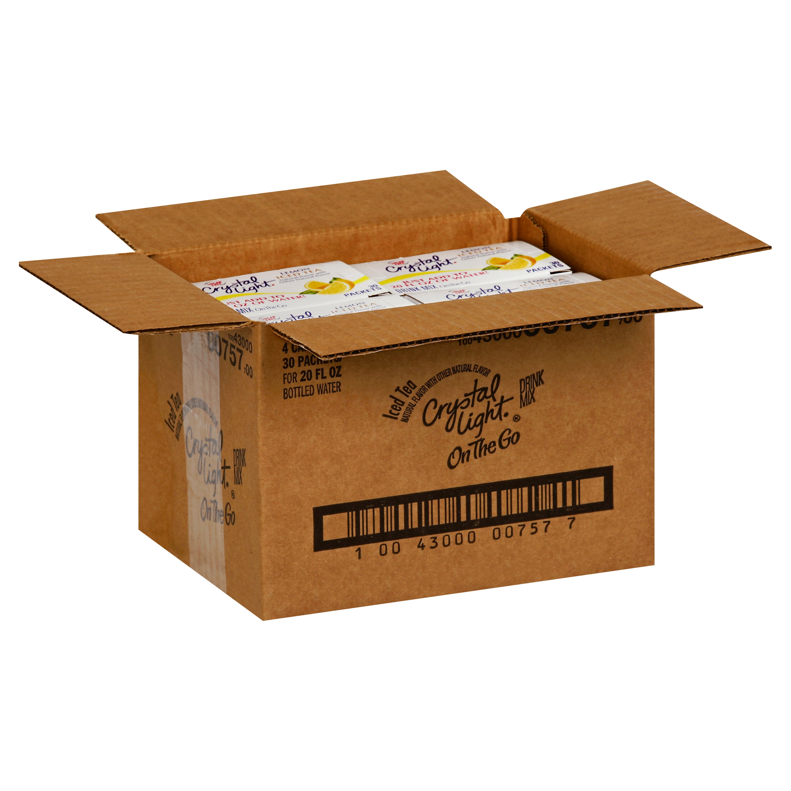 CRYSTAL LIGHT Single Serve Sugar-Free Iced Tea On-the-Go Mix 30-0.8 Ounce Packets 4 Boxes)