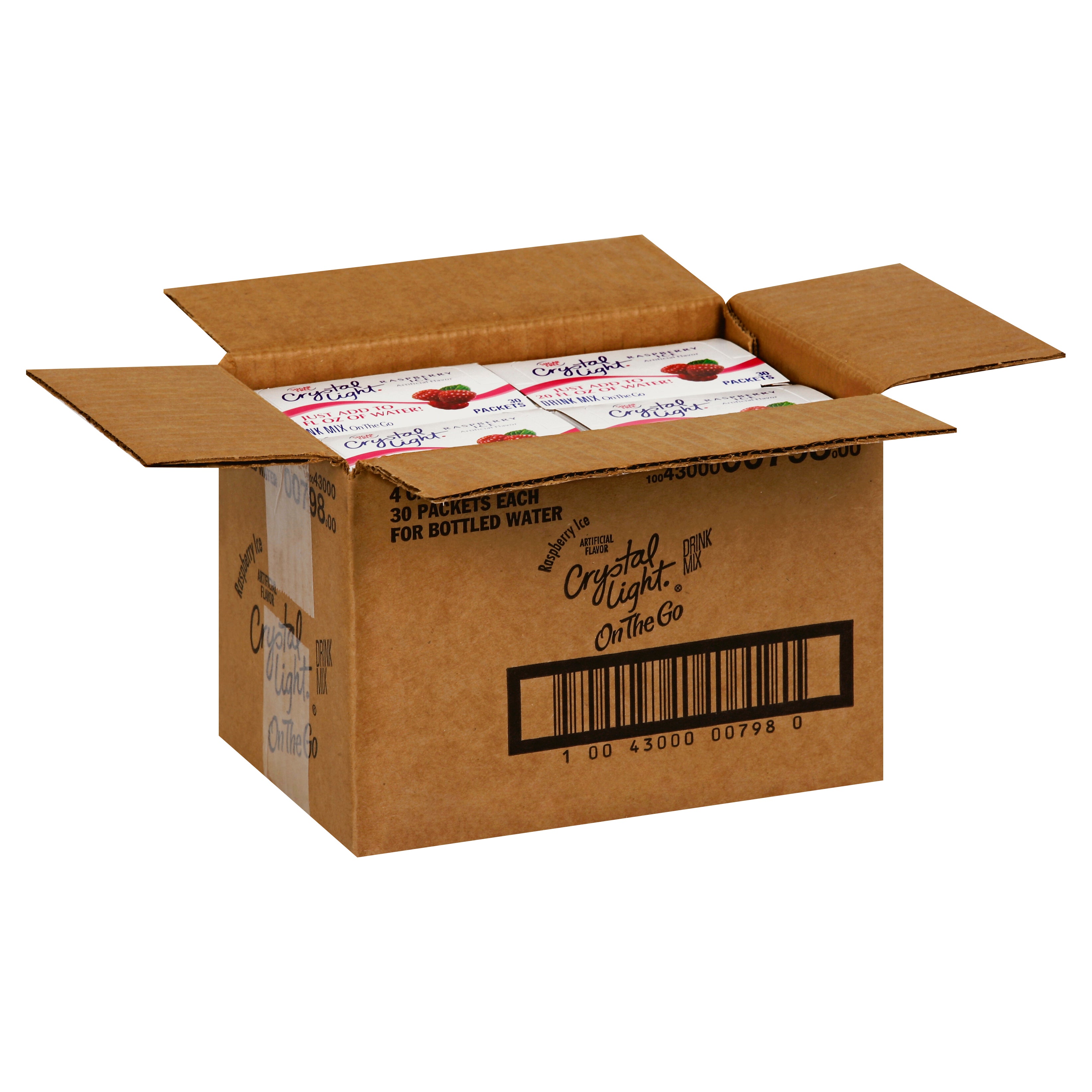 CRYSTAL LIGHT Single Serve Sugar-Free Raspberry Ice On-the-Go Mix 30-0.8 Ounce Packets 4 Boxes)