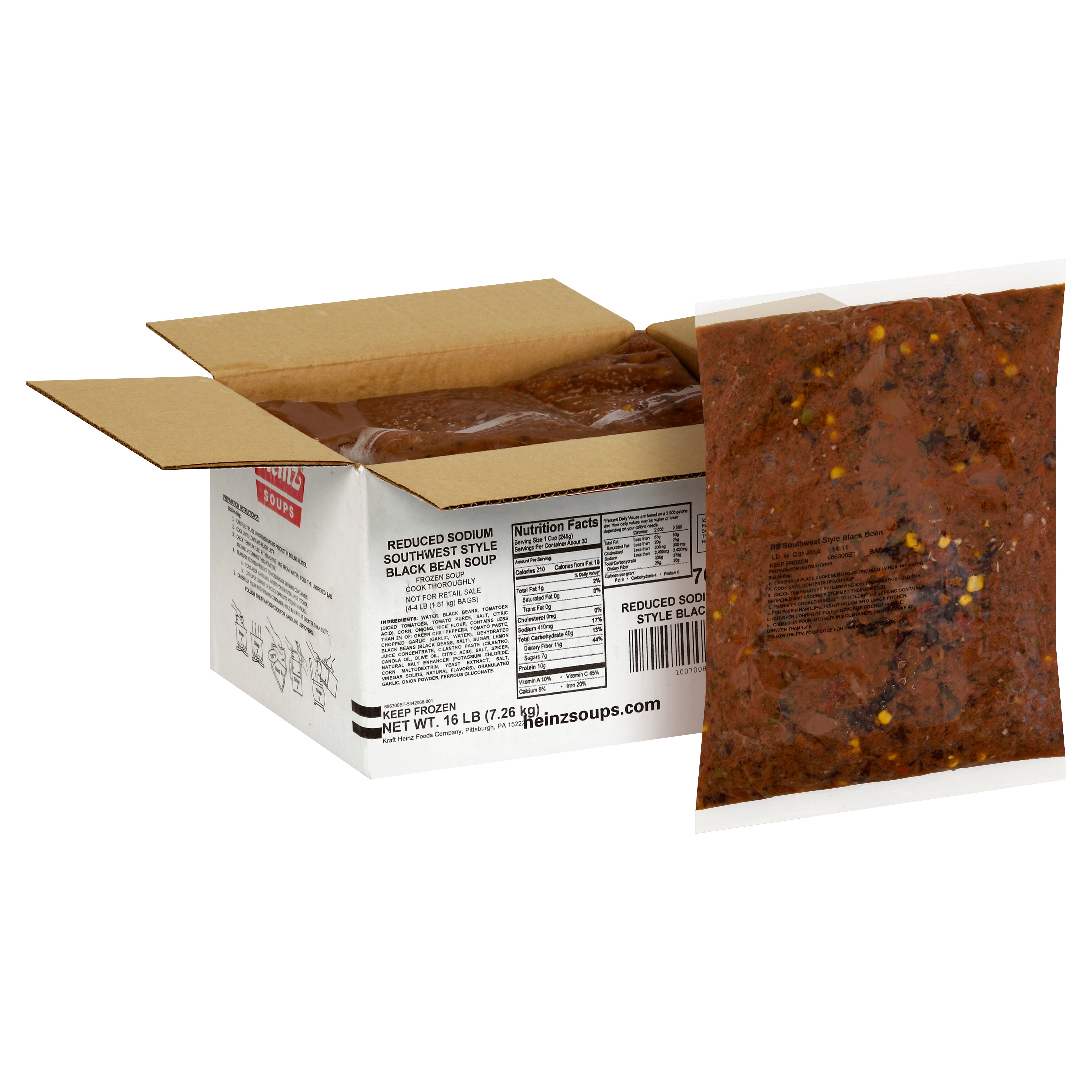 HEINZ Reduced Sodium Black Bean Soup 4 lb. Bag 4 Per Case