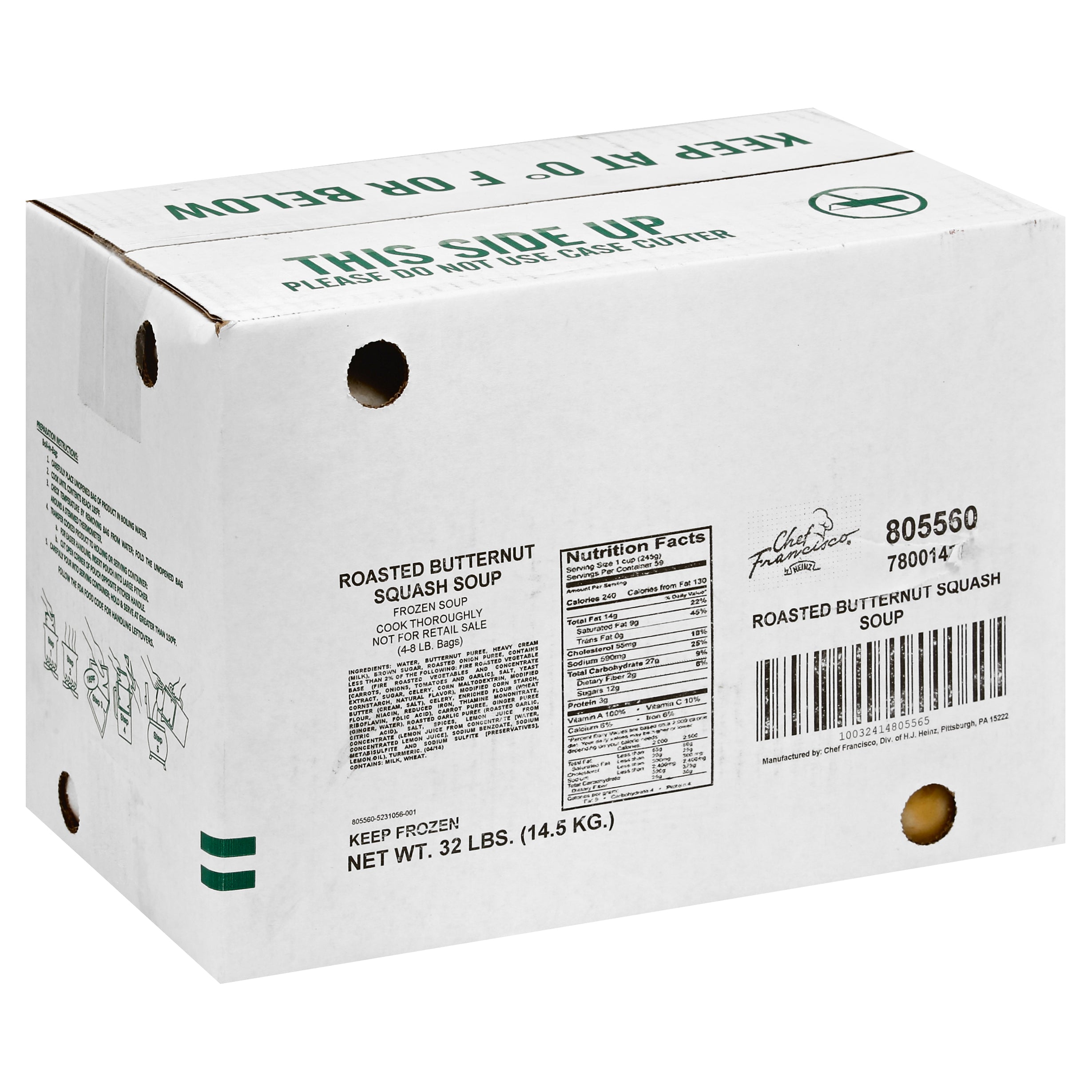 HEINZ CHEF FRANCISCO Butternut Squash Soup 8 lb. Bag 4 Per Case