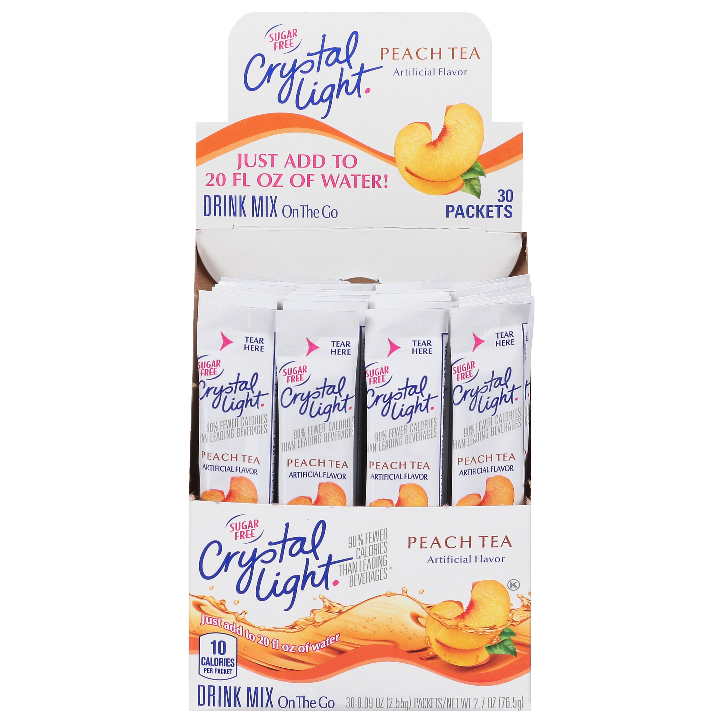 Crystal Light Peach Tea Powdered Drink Mix 120 Casepack 4 Boxes of 30 On-the-Go Packets