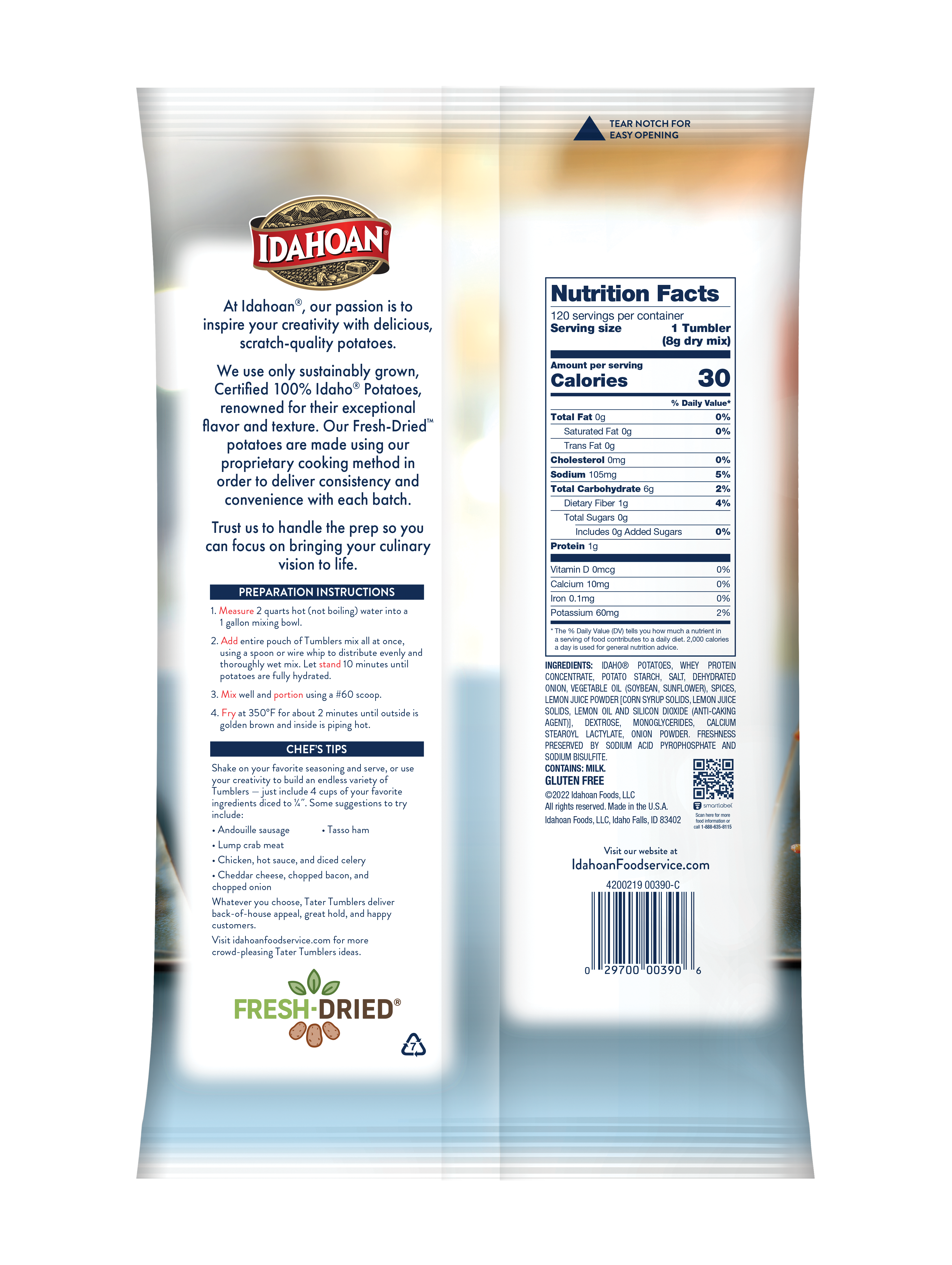 Idahoan® Shreds Tater Tumblers® Originalmix With Spices Hs 32.9 Ounce Size - 4 Per Case.