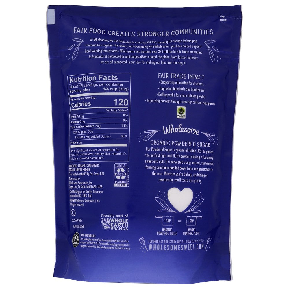 Wholesome Sugar Pwdr Organic Ftc - 16 Ounce,  Case of 6