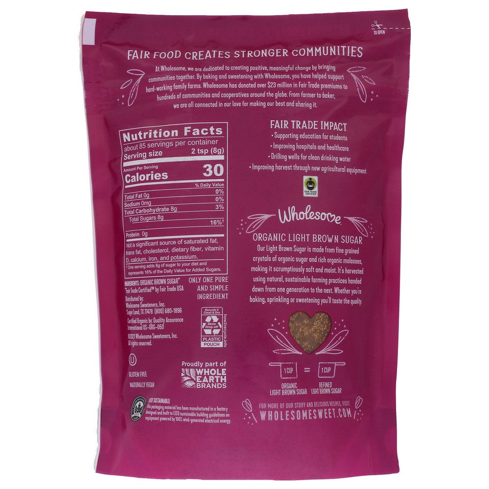 Wholesome Sugar Brown Lite Organic Ftc - 24 Ounce,  Case of 6