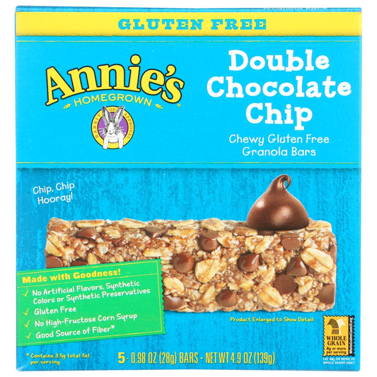 Annie's Homegrown™ , Annie's Homegrown Gluten-Free Chewy Granola Bars, Double Chocolate Chip, 5 Pack,  Case of 12