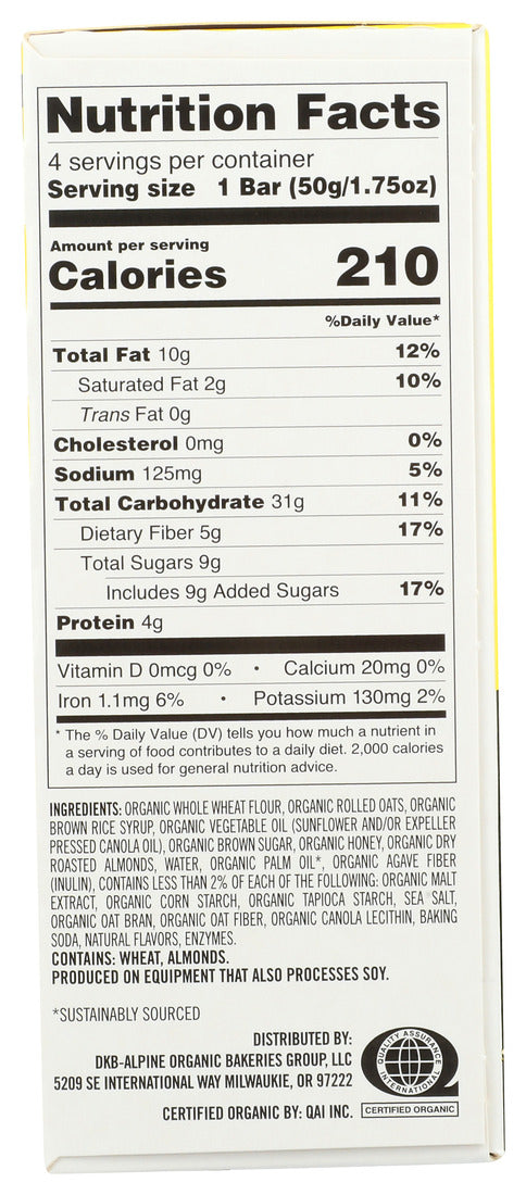 Daves Killer Bread - Bars Og2 Oat Honey Almond - Case of 6-7 OZ