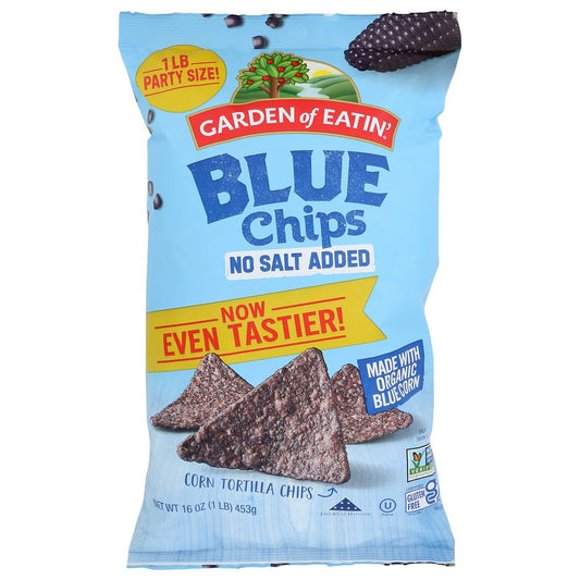 Garden Of Eatin'® G00766, Garden Of Eatin Blue Corn Tortilla Chips, Unsalted, 16 Oz.,  Case of 12