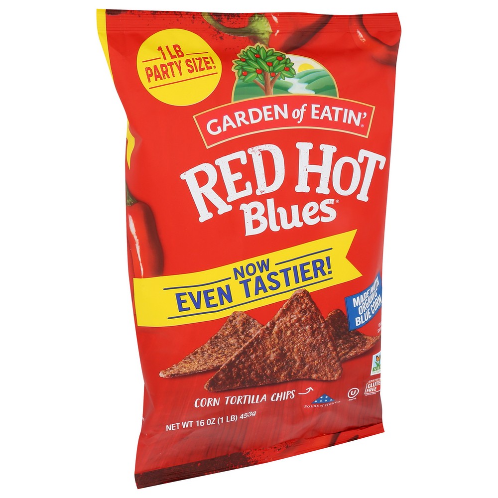 Garden Of Eatin' G00823, Garden Of Eatin' Blue Corn Tortilla Chips Red Hot Party Size, 16 Oz.,  Case of 12