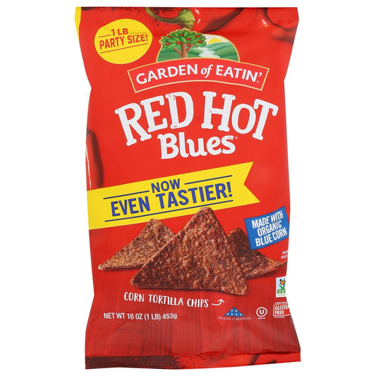 Garden Of Eatin' G00823, Garden Of Eatin' Blue Corn Tortilla Chips Red Hot Party Size, 16 Oz.,  Case of 12