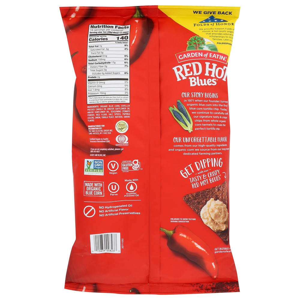 Garden Of Eatin' G00823, Garden Of Eatin' Blue Corn Tortilla Chips Red Hot Party Size, 16 Oz.,  Case of 12