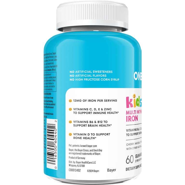 One A Day Kids Gummies Cherry Multi with Iron 60 Piece - Case of 24
