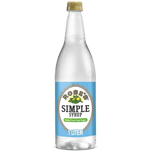 Rose's Simple Syrup Mixer L Bottle 1 Liter - 12 Per Case