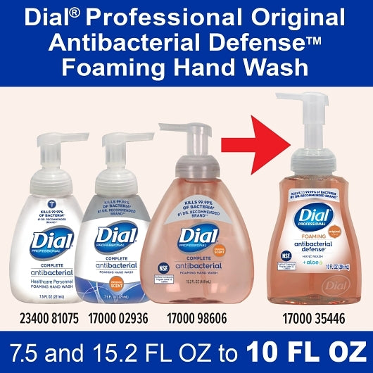 Dial Antibacterial Defense Foaming Hand Wash With Aloe Original Scent, 10 Fluid Ounce, 8 Per Case